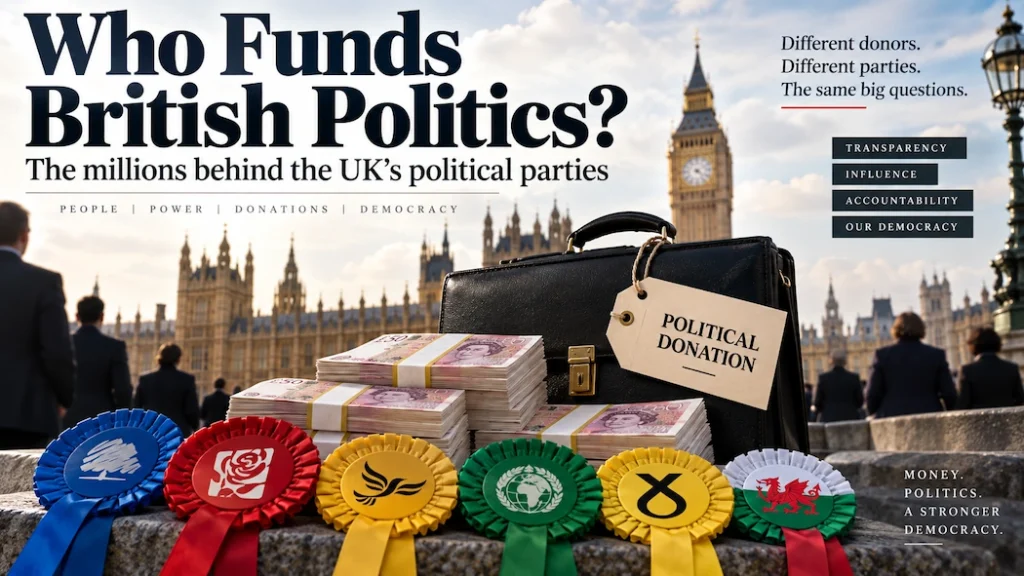 Who funds British Politcs displays party roses